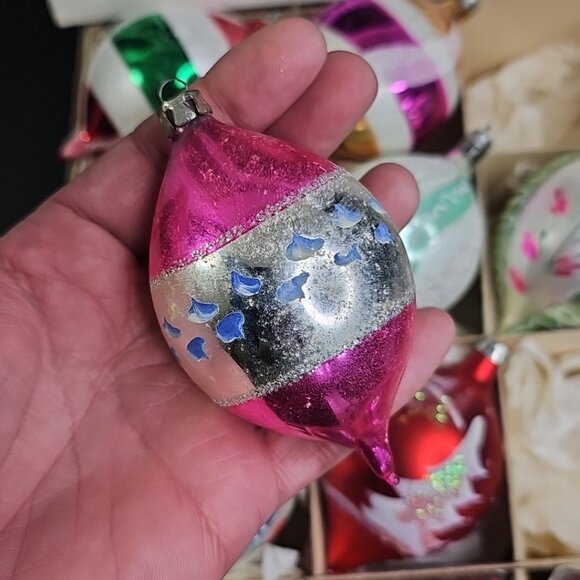 Poland Oblong Christmas Ornaments Baubles 11pcs Vintage Amazing Collection - Picture 10 of 16